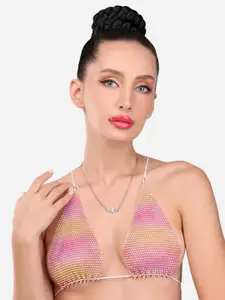 Zaveri Pearls Turquoise Blue & Gold-Plated  Evil Eye Pendant Chain