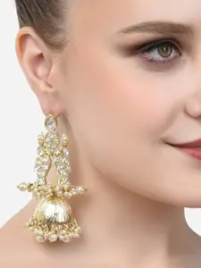 Zaveri Pearls women Gold-Toned Contemporary Jhumkas Earrings