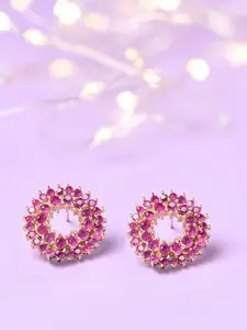 Zaveri Pearls Women Pink Contemporary Studs Earrings