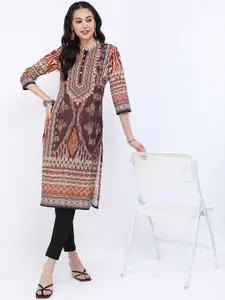 Vishudh Women Brown Ethnic Motifs Printed Kurta