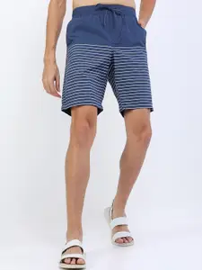 HIGHLANDER Men Blue Striped Slim Fit Shorts