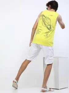 HIGHLANDER Men Green Printed Raw Edge Slim Fit Cotton T-shirt