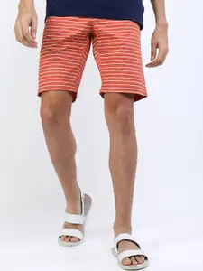 HIGHLANDER Men Coral Striped Slim Fit Shorts