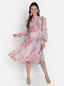 ISAM Multicoloured Chiffon Midi Dress