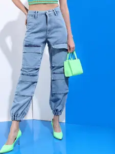 Tokyo Talkies Women Blue Solid Mid-Rise Jogger Jeans