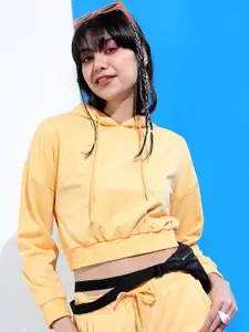 Tokyo Talkies Orange Hooded Crop Top