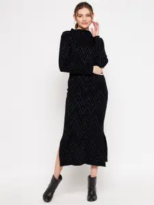 Madame Women Black Sweater Midi Dress
