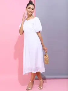 Tokyo Talkies Womens White Sheath Midi Dress