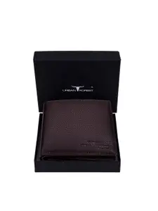 URBAN FOREST Men Brown Leather Two Fold Wallet
