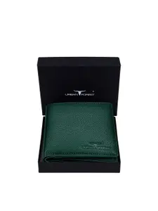 URBAN FOREST Men Green Leather Two Fold Wallet