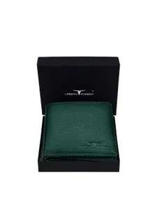 URBAN FOREST Men Green Leather Two Fold Wallet