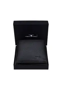 URBAN FOREST Men Black Leather Two Fold Wallet
