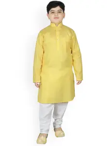 SG YUVRAJ Boys Yellow Pure Cotton Kurta with Pyjamas