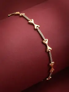 VOGUE PANASH Women Gold-Toned Brass American Diamond Gold-Plated Link Bracelet