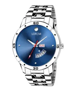 LOREM Men Blue Embellished Dial & Bracelet Style Straps Analogue Watch LR105