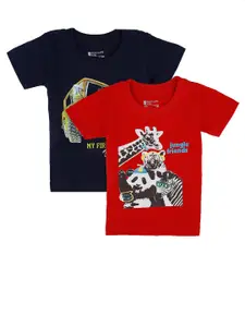 Bodycare Kids Boys Pack Of 2 Red & Navy Blue Printed T-shirt