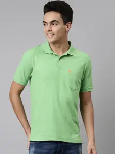 DIXCY SCOTT Men Green Polo Collar Cotton T-shirt