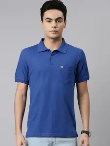 DIXCY SCOTT Men Blue Polo Collar T-shirt