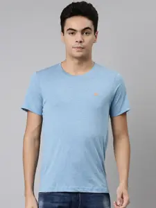 DIXCY SCOTT Men Blue Round Neck T-shirt