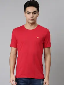 DIXCY SCOTT Men Red Solid T-shirt