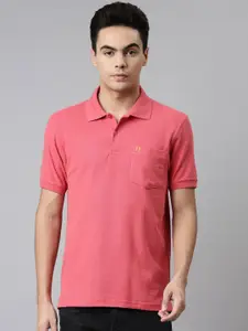 DIXCY SCOTT Men Red Polo Collar T-shirt