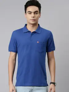 DIXCY SCOTT Men Blue Polo Collar Short Sleeves T-shirt