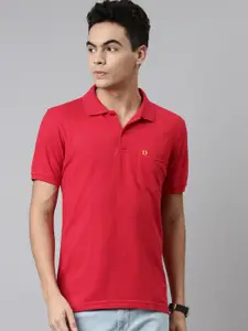 DIXCY SCOTT Men Red Polo Collar T-shirt
