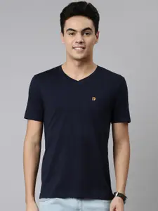 DIXCY SCOTT Solid V-Neck Short Sleeves Regular Fit Cotton T-Shirt