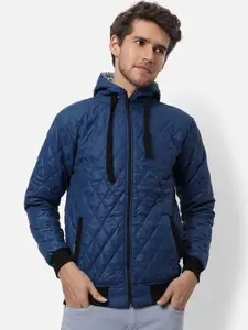 Campus Sutra Men Blue Windcheater Outdoor Bomber Jacket