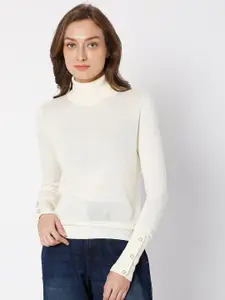 Vero Moda Women Beige Solid Sweater