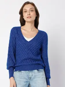 Vero Moda Women Blue Pullover Sweater