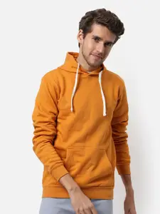 Campus Sutra Men Yellow Hooded Sweatshirt