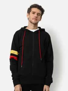 Campus Sutra Men Black Hooded Sweatshirt