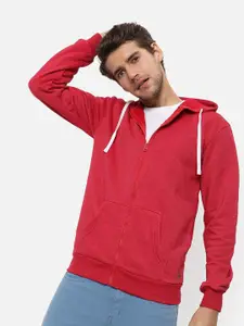 Campus Sutra Men Maroon Hooded Sweatshirt