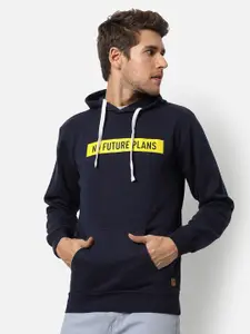 Campus Sutra Men Blue Hooded Sweatshirt