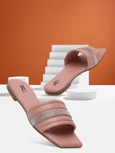 TWIN TOES Women Pink Open Toe Flats