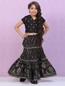 Biba Girls Black Printed Ready to Wear Lehenga