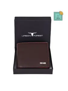 URBAN FOREST Men Brown & Orange Leather Two Fold Wallet