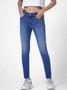 ONLY Women Blue Skinny Fit Heavy Fade Jeans