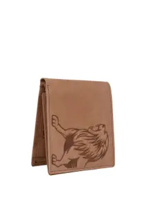 URBAN FOREST Men Tan Animal Printed Leather Two Fold Wallet