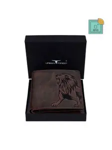 URBAN FOREST Men Brown Animal Printed Leather Two Fold Wallet