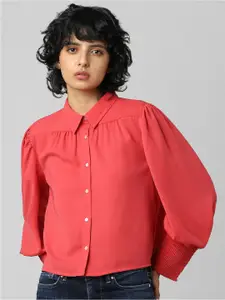 ONLY Women Red Cotton Casual Shirt