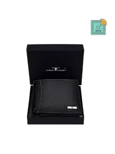 URBAN FOREST Men Black Leather Two Fold Wallet