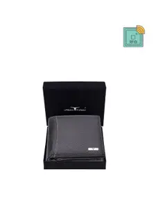 URBAN FOREST Men Grey Leather Two Fold Wallet