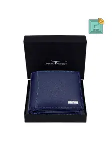 URBAN FOREST Men Blue Leather Two Fold Wallet