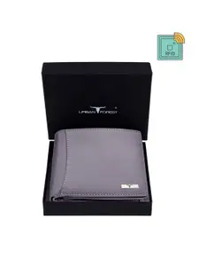 URBAN FOREST Men Grey Leather Two Fold Wallet