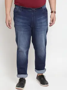 plusS Plus Size Men Blue Comfort Regular Fit Heavy Fade Stretchable Jeans