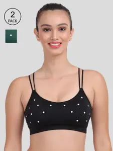 Amour Secret Pack Of 2 Green & Black Lightly Padded & Non-Wired Seamless Bra-S414B_Blk_Grn