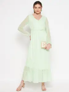HELLO DESIGN Green Georgette Maxi Dress