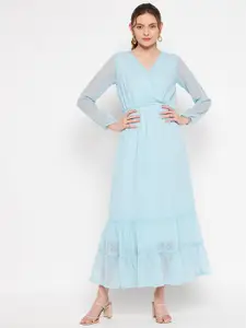 HELLO DESIGN Blue Georgette Maxi Dress